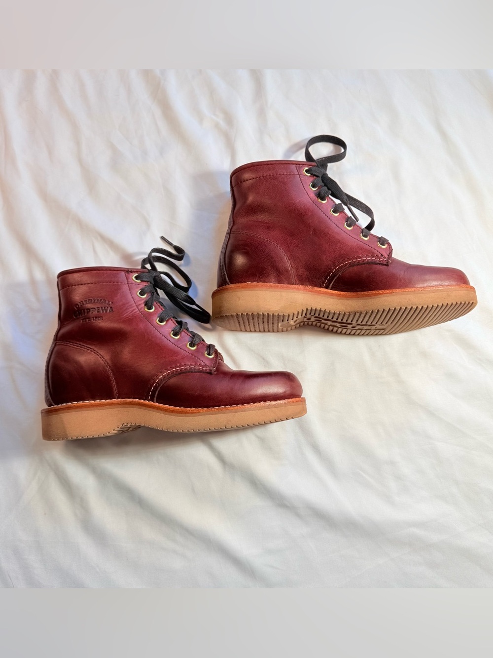 Original Chippewa Heritage 6" Service Boots Oxblood Leather USA Women's 6M